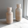 Set de 2 Jarrones Cerámica Artesanal Esférico Cuello Estrecho