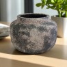 Jarrón Cerámica Artesanal Ovalado Gris Raku 40cm