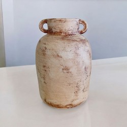 Jarrón Cerámica Artesanal Rústico Doble Asa 35cm