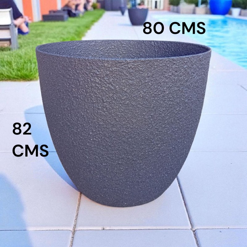 Maceta PRC (Poliéster Reforzado Cemento) Antracita Texturizada 82x80cm