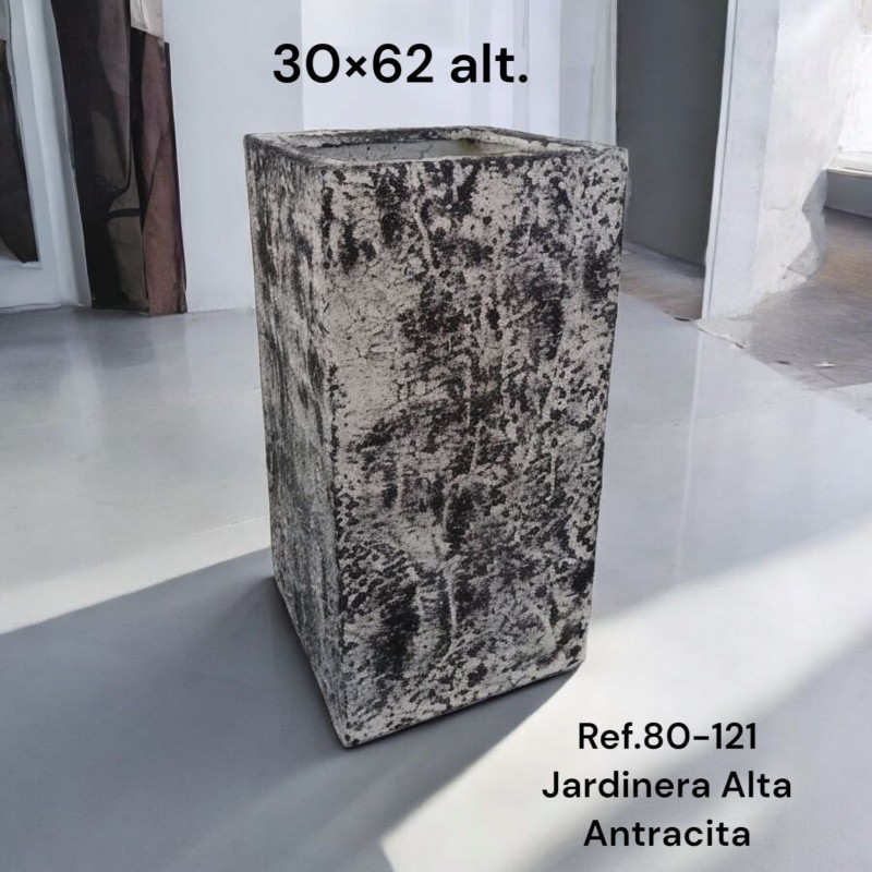 Jardinera Alta Rectangular Blanco/Antracita 30x62cm