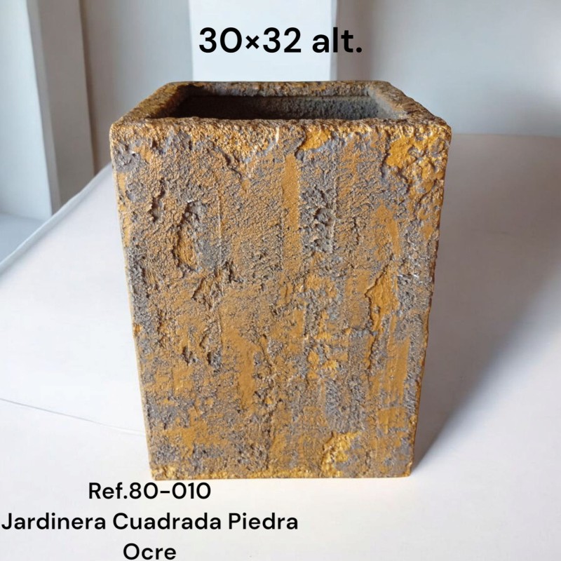 Jardinera Alta Cuadrada Piedra Ocre 30x32cm