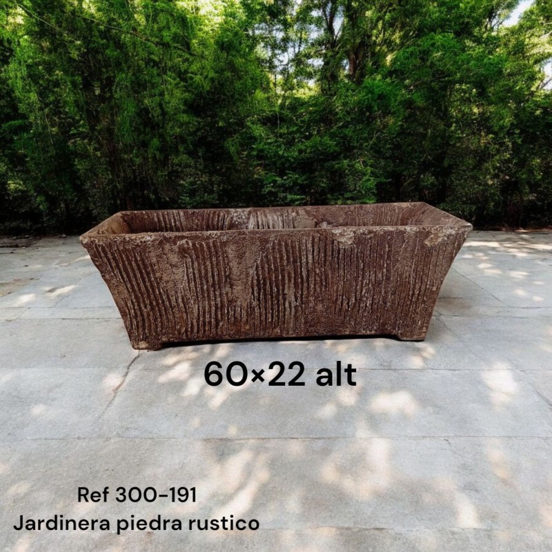 Maceta PRC Artesanal Rectangular Piedra Rústico 60x22cm