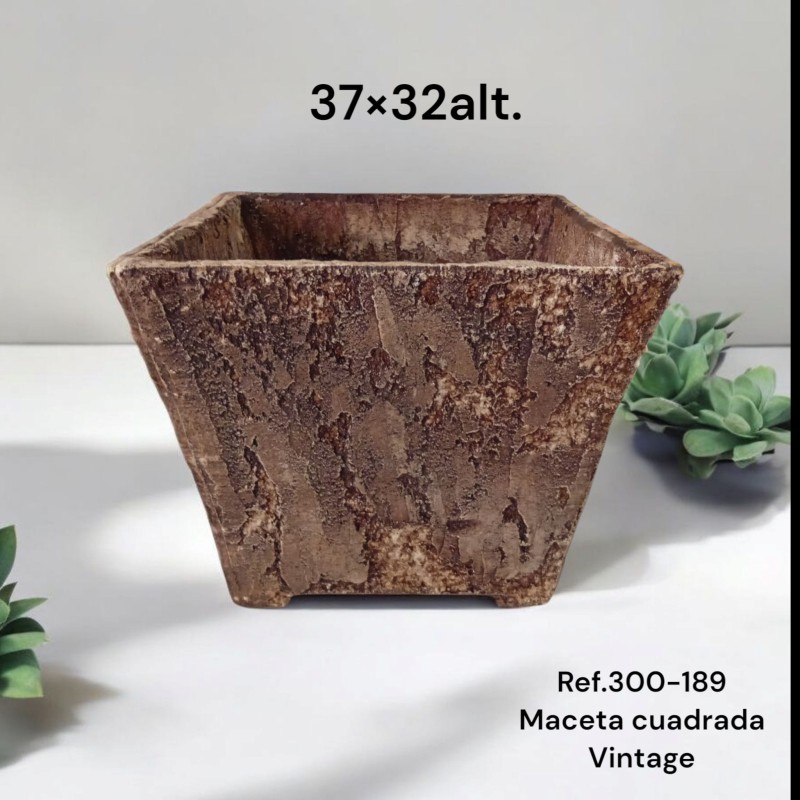 Maceta PCR Artesanal Cuadrada Piedra Rústica 37x32cm