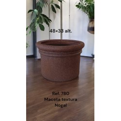 Maceta Cerámica Artesanal Redonda Textura Nogal