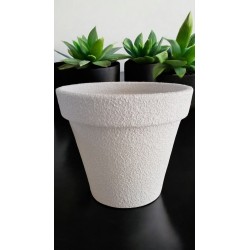 Maceta Cerámica Artesanal Cónica Blanca Texturizada