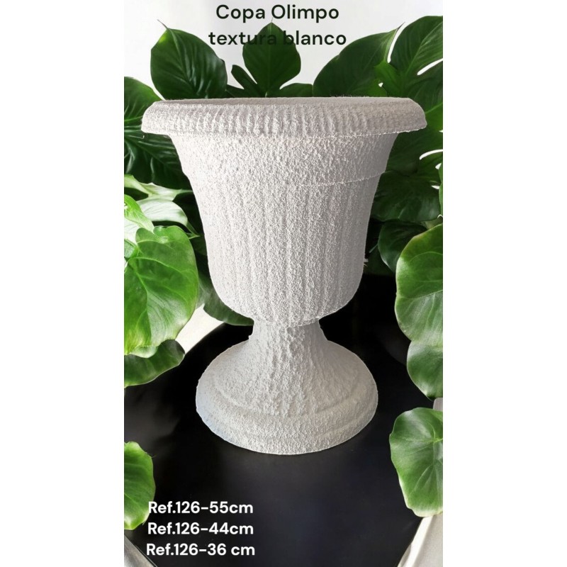 Maceta Cerámica Artesanal Copa Olimpo Blanca Texturizada