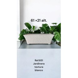Jardinera Cerámica Artesanal Rectangular Blanca Texturizada