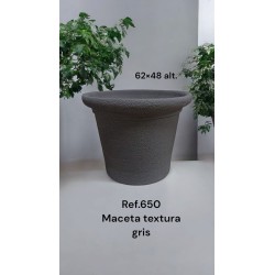 Maceta Cerámica Artesanal Redonda Gris Texturizada