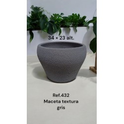 Maceta Cerámica Artesanal Cuenco Gris Texturizada