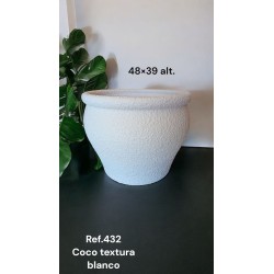 Maceta Cerámica Artesanal Cuenco Coco Blanco