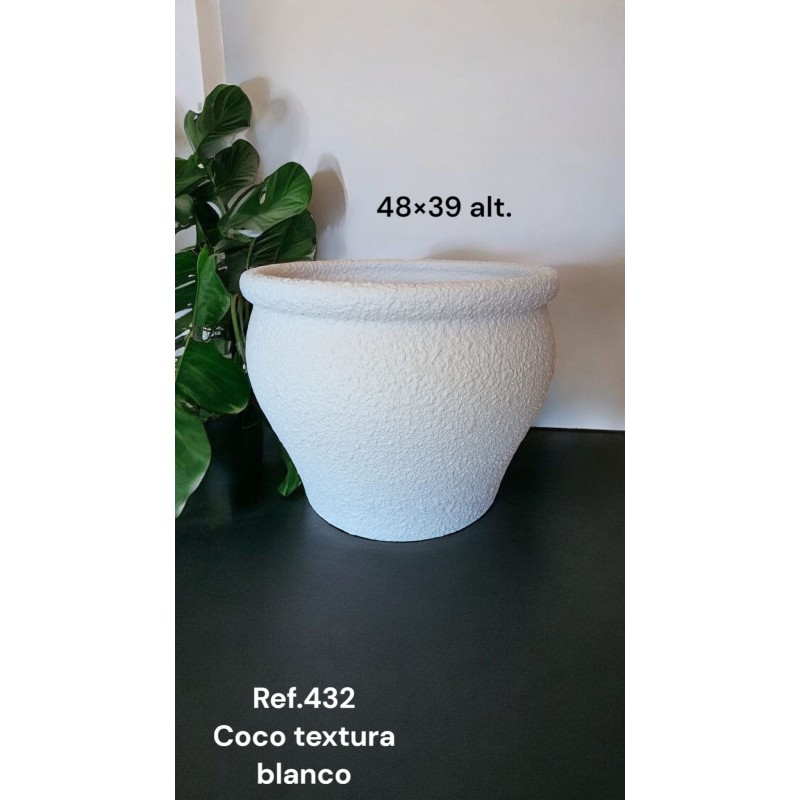 Maceta Cerámica Artesanal Cuenco Coco Blanco