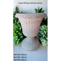 Maceta Cerámica Artesanal Copa Olimpo Crema Texturizada