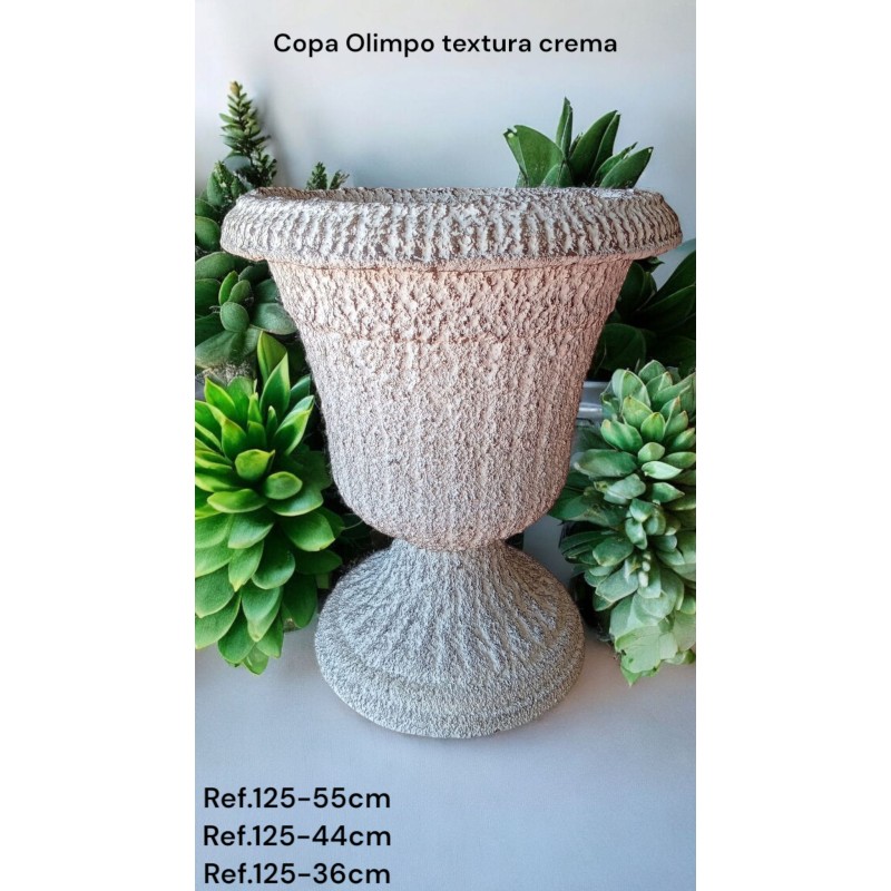 Maceta Cerámica Artesanal Copa Olimpo Crema Texturizada