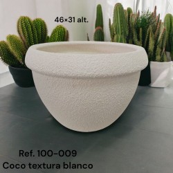 Maceta Coco Cerámica Artesanal Jardín Textura Blanco