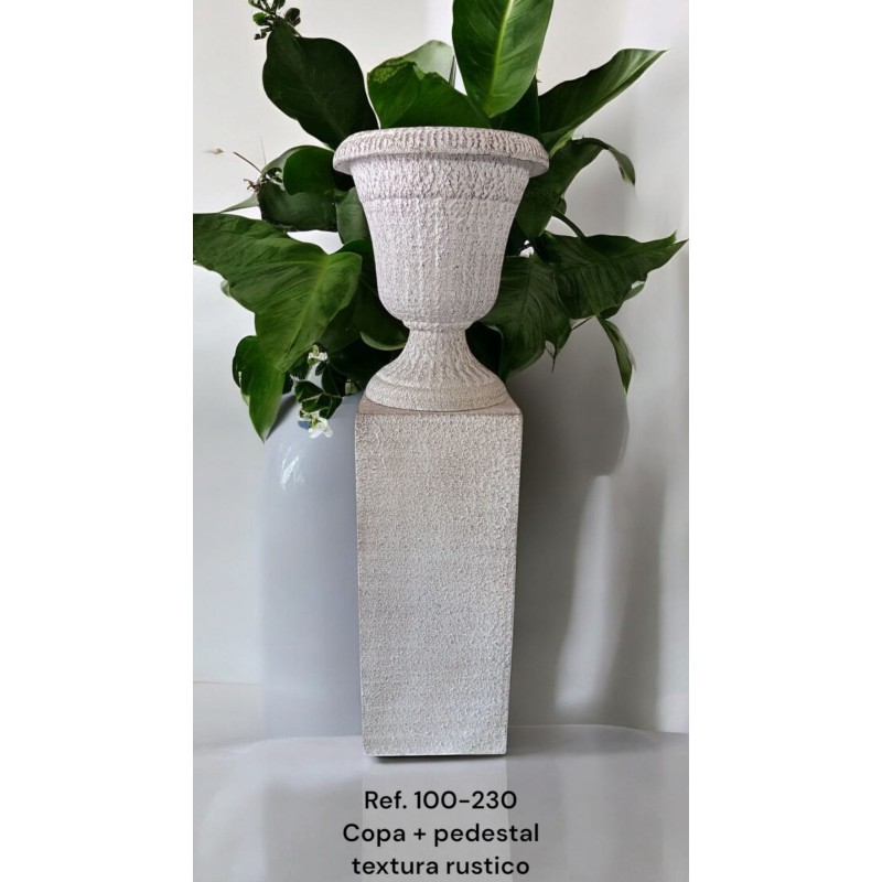 Copa Jardín Cerámica Artesanal Pedestal Textura Rústica