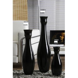 Jarrón Cerámica Artesanal Botella Negro Brillante