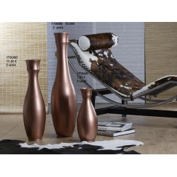 Jarrón Cerámica Artesanal Botella Cobre Satinado Ondulado