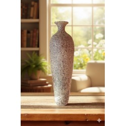 Jarrón Cerámica Artesanal Estilizado Blanco Texturizado