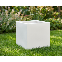 Macetero Cerámica Blanco Cuadrado