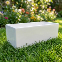 Jardinera Cerámica Rectangular Blanca