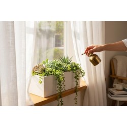 Jardinera Cerámica Rectangular Blanca