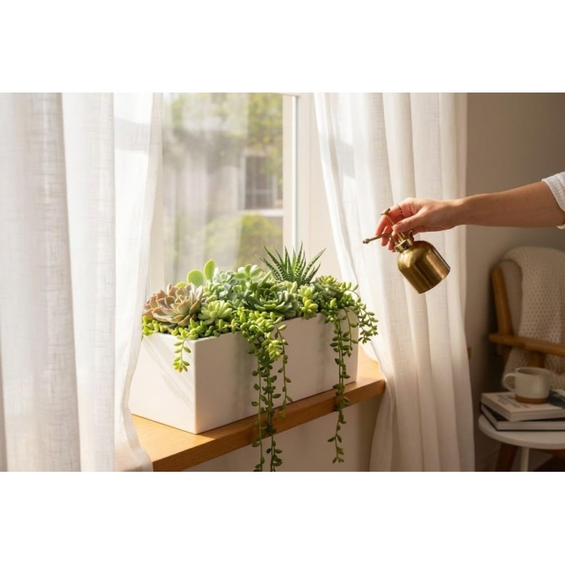 Jardinera Cerámica Rectangular Blanca