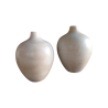 Set de 2 Jarrones Cerámica Artesanal Esférico Cuello Estrecho