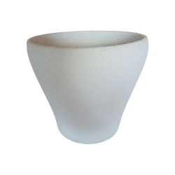 Maceta Blanca Artesanal en Forma de Cubo 28x25 cm con Agujero de Drenaje