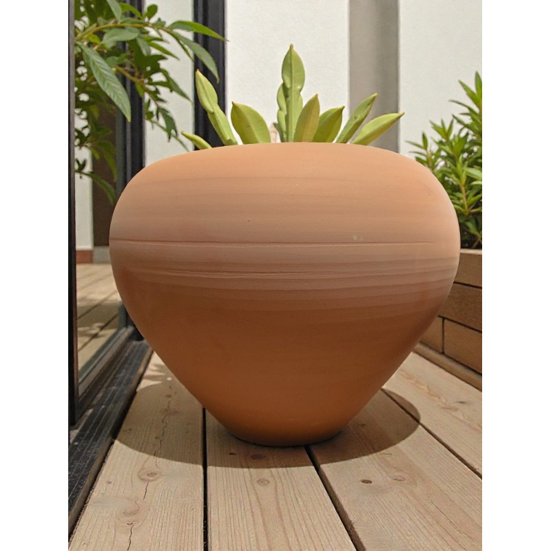 Jarrón Coco Cerámica Marrón 30x35 cm - Decorativo Artesanal