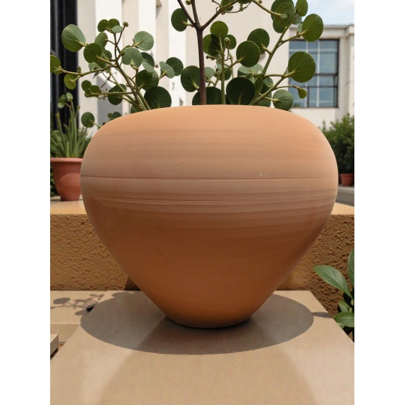 Jarrón Coco Cerámica Marrón 30x35 cm - Decorativo Artesanal